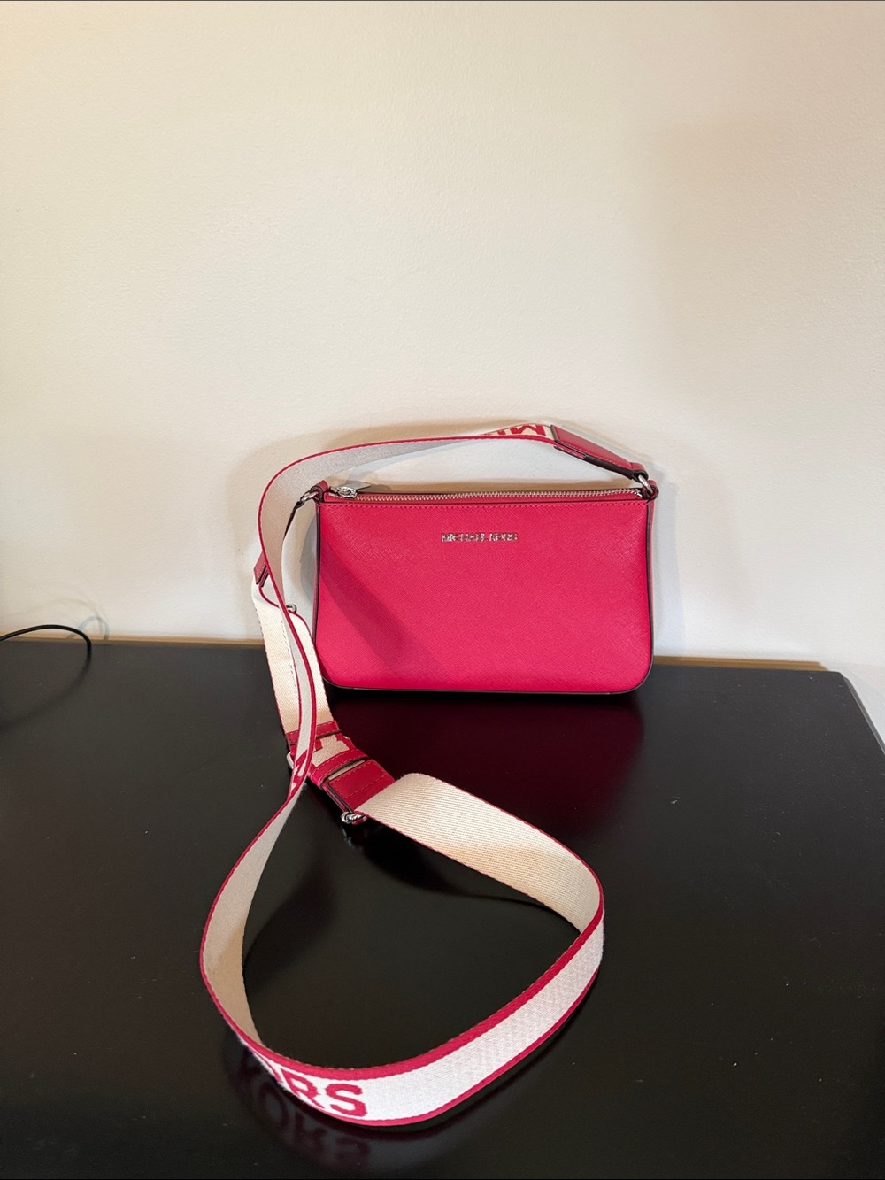 Michael Kors Hot Pink Crossbody with Branded Canvas Strap